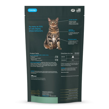 Vetriscience Composure Pro cat chews back of package with dosing and ingredient list