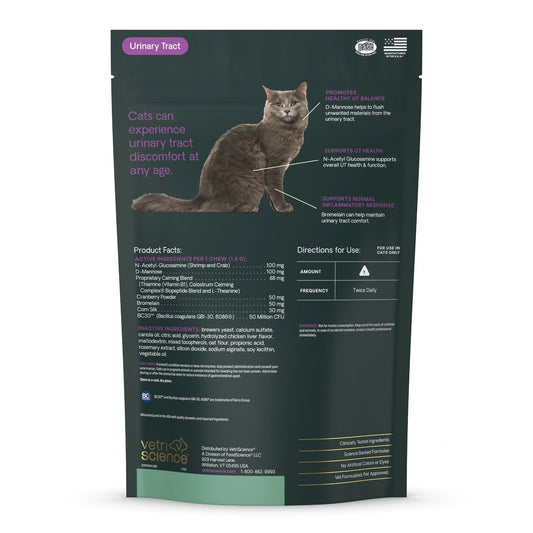 Cat supplement package for urinary tract health on a white background