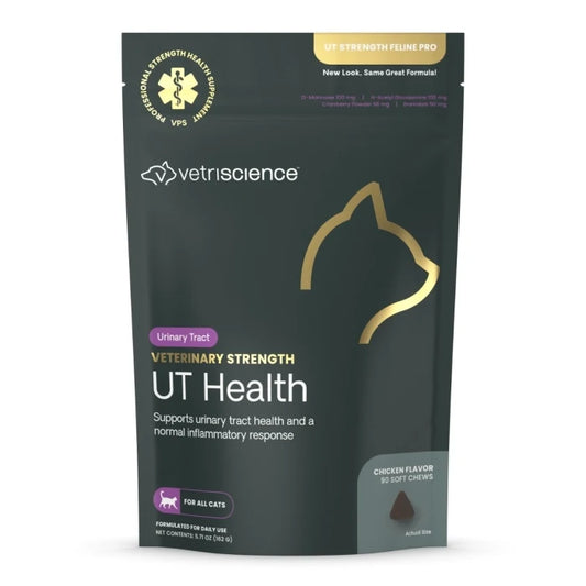 Vetriscience Veterinary Strength UT Health supplement package for cats on a white background