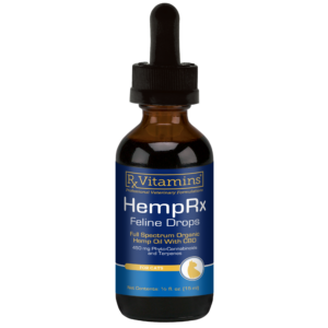 A bottle of HempRx Feline Drops.