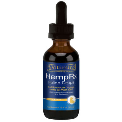 A bottle of HempRx Feline Drops.